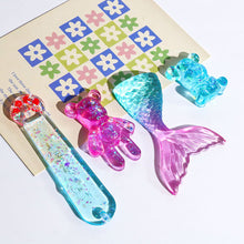Load image into Gallery viewer, DIY Epoxy Resin Keychain Pendent Mold Bear Fishtail Hairpin Pendant Silicone Mold