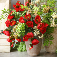 Load image into Gallery viewer, 1Pc Poppies Artificial Flower Simulation Silk Fake Flower For Wedding Party Home Decorative Flowers With Leaves