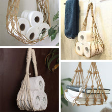 Load image into Gallery viewer, Hanging Cotton Towel Rope Holder Toilet Paper Magazine Books Home Hotel Storage Wall Mounted Pocket Rack Hook Bathroom Decor