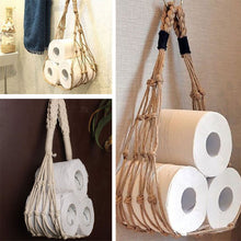 Load image into Gallery viewer, Hanging Cotton Towel Rope Holder Toilet Paper Magazine Books Home Hotel Storage Wall Mounted Pocket Rack Hook Bathroom Decor