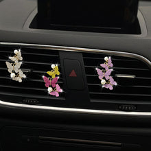 Load image into Gallery viewer, Car Air Freshener Perfume Diamond Outlet Clip Butterfly Three Beautiful Butterflies Conditioner Auto Interior Accessories Ornament