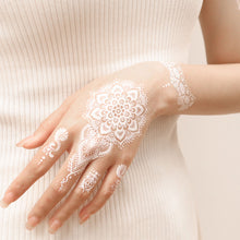 Load image into Gallery viewer, Mandala Waterproof and Sweat Resistant Tattoo Sticker with White Flower Finger Collarbone Glow Tattoo Sticker