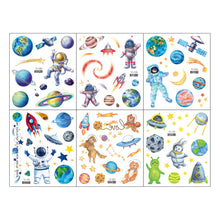 Load image into Gallery viewer, Waterproof Flashing Powder Tattoo Stickers for Children's Cartoon Fantasy Space Tattoo Stickers Creative Earth Tattoo Stickers