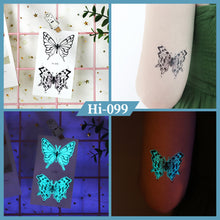 Load image into Gallery viewer, Blue Nightlight Tattoo Sticker Sexy Luminous Nightclub Music Festival Party Butterfly Women Men Tattoo Sticker Summer Body Decoration