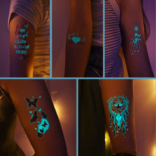 Load image into Gallery viewer, Blue Nightlight Tattoo Sticker Sexy Luminous Nightclub Music Festival Party Butterfly Women Men Tattoo Sticker Summer Body Decoration