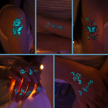 Load image into Gallery viewer, Blue Nightlight Tattoo Sticker Sexy Luminous Nightclub Music Festival Party Butterfly Women Men Tattoo Sticker Summer Body Decoration