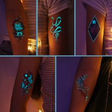 Load image into Gallery viewer, Blue Nightlight Tattoo Sticker Sexy Luminous Nightclub Music Festival Party Butterfly Women Men Tattoo Sticker Summer Body Decoration