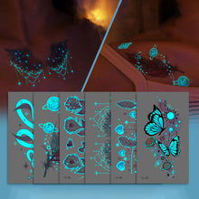 Load image into Gallery viewer, Blue Nightlight Tattoo Sticker Sexy Luminous Nightclub Music Festival Party Butterfly Women Men Tattoo Sticker Summer Body Decoration