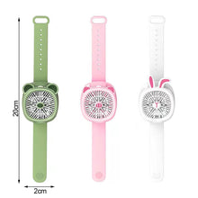 Load image into Gallery viewer, USB Rechargeable Portable Children's Wrist Watch Fan Folding Handheld Wristband Electric Fan with LED Light Summer Cooling Fan for Kids Gifts