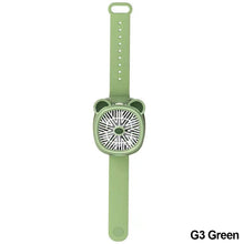 Load image into Gallery viewer, USB Rechargeable Portable Children's Wrist Watch Fan Folding Handheld Wristband Electric Fan with LED Light Summer Cooling Fan for Kids Gifts
