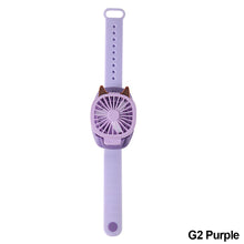 Load image into Gallery viewer, USB Rechargeable Portable Children's Wrist Watch Fan Folding Handheld Wristband Electric Fan with LED Light Summer Cooling Fan for Kids Gifts