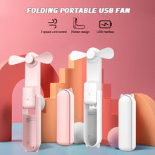 Load image into Gallery viewer, Folding Handheld Mini Fan USB Rechargeable Cooling Fans Cute Portable Summer Small Pocket Fan Cartoon Mute Fans for Dormitory Home Student Outdoor Traveling Fans