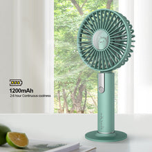 Load image into Gallery viewer, Portable Handheld Fan USB Rechargeable Summer Hand Hold Fan with Base Outdoor Travel Fan Students Office Table Fan