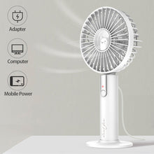 Load image into Gallery viewer, Portable Handheld Fan USB Rechargeable Summer Hand Hold Fan with Base Outdoor Travel Fan Students Office Table Fan