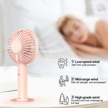 Load image into Gallery viewer, Portable Handheld Fan USB Rechargeable Summer Hand Hold Fan with Base Outdoor Travel Fan Students Office Table Fan