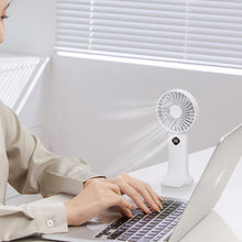 Load image into Gallery viewer, Digital USB Rechargeable Fan Portable Handheld Mini Fan Office Desktop Multifunctional Electric Fan with Base