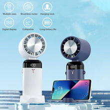 Load image into Gallery viewer, Portable Mini Handheld Folding Fan with Lanyard Base Digital Semiconductor Refrigeration USB Rechargeable Cooling Fan Outdoor Handheld Fan