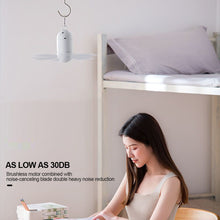 Load image into Gallery viewer, Silent 5 Leaves USB Rechargeable Canopy Ceiling Fan with Remote Control Portable Hanging Fan for Camping Bed Dormitory Tent Fan