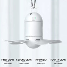 Load image into Gallery viewer, Silent 5 Leaves USB Rechargeable Canopy Ceiling Fan with Remote Control Portable Hanging Fan for Camping Bed Dormitory Tent Fan