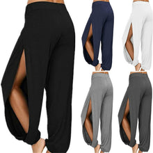 Load image into Gallery viewer, Women Fashion Yoga Pants High Waisted Slit Wide Leg Haren Pants Gym Leggings Casual Solid Hollow Workout Trousers