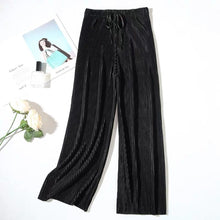 Load image into Gallery viewer, Women's Pleated Loose Ice Silk Casual Cropped Pants Wide Leg Trouse Dance Pants