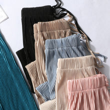 Load image into Gallery viewer, Women's Pleated Loose Ice Silk Casual Cropped Pants Wide Leg Trouse Dance Pants