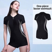 Load image into Gallery viewer, Women Professional Swimsuit One-Piece Flat Corner Sports Swimsuit With Zipper Comfortable Conservative Hide The Flesh And Lean Hot Spring Water On Sports Equipment
