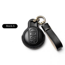 Load image into Gallery viewer, Imported Cow Leather Car Key Case Cover for BMW MINI COOPER S ONE JCW F54 F55 F56 F57 F60 CLUBMAN COUNTRYMAN Remote Fob Holder Shell Keychain