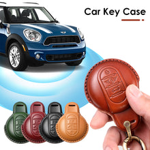 Load image into Gallery viewer, Imported Cow Leather Car Key Case Cover for BMW MINI COOPER S ONE JCW F54 F55 F56 F57 F60 CLUBMAN COUNTRYMAN Remote Fob Holder Shell Keychain
