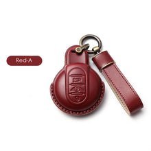 Load image into Gallery viewer, Imported Cow Leather Car Key Case Cover for BMW MINI COOPER S ONE JCW F54 F55 F56 F57 F60 CLUBMAN COUNTRYMAN Remote Fob Holder Shell Keychain