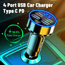 Load image into Gallery viewer, 250W 4 Port USB Car Charger Type C PD Fast Charging Adapter for Huawei OPPO Oneplus iPhone 14 Pro Max 13 12 11 Mini XS