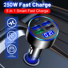 Load image into Gallery viewer, 250W 4 Port USB Car Charger Type C PD Fast Charging Adapter for Huawei OPPO Oneplus iPhone 14 Pro Max 13 12 11 Mini XS