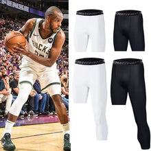 Load image into Gallery viewer, Elastic Waist Mens Compression Skinny Tights Single-leg Basketball Tights Men Trendy Sports Training Cropped Bottom Stretch Shaping