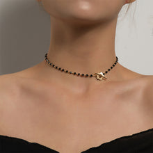 Load image into Gallery viewer, Fashionable Temperamental Black Crystal Glass Bead Necklace Simple Alloy OT Buckle Necklace Clavicle Chain Jewelry