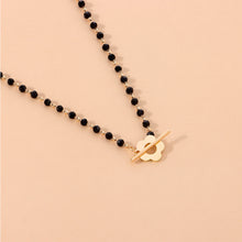 Load image into Gallery viewer, Fashionable Temperamental Black Crystal Glass Bead Necklace Simple Alloy OT Buckle Necklace Clavicle Chain Jewelry