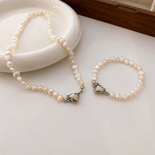 Load image into Gallery viewer, Magnetic Heart Buckle Pearl Necklace Bracelet Fashionable Temperamental Necklace Clavicle Chain Bracelet Jewelry