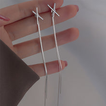Load image into Gallery viewer, Simple Letter X Tassel Earline Earrings Temperamental Alloy Tassel Earrings Ear Studs Women Jewelry Accessories