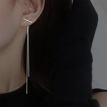Load image into Gallery viewer, Simple Letter X Tassel Earline Earrings Temperamental Alloy Tassel Earrings Ear Studs Women Jewelry Accessories
