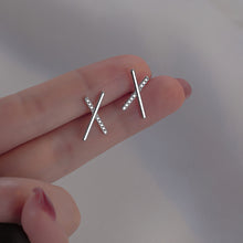 Load image into Gallery viewer, Simple Letter X Tassel Earline Earrings Temperamental Alloy Tassel Earrings Ear Studs Women Jewelry Accessories