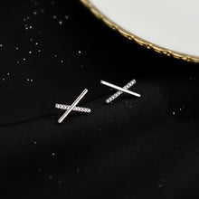 Load image into Gallery viewer, Simple Letter X Tassel Earline Earrings Temperamental Alloy Tassel Earrings Ear Studs Women Jewelry Accessories