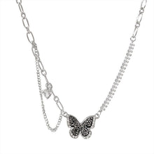 Load image into Gallery viewer, Black Zircon Butterfly Necklace Personalized Versatile Alloy Splicing Chain Necklace Clavicle Chain Jewelry