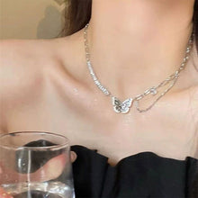 Load image into Gallery viewer, Black Zircon Butterfly Necklace Personalized Versatile Alloy Splicing Chain Necklace Clavicle Chain Jewelry