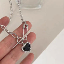 Load image into Gallery viewer, Black Heart Pendant Necklace Personalized Versatile Alloy Pin Splicing Chain Necklace Clavicle Chain Jewelry
