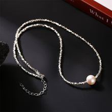 Load image into Gallery viewer, Shiny Silver Single Pearl Necklace Simple Versatile Alloy Necklace Clavicle Chain Jewelry Accessory for Women
