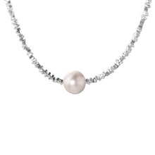 Load image into Gallery viewer, Shiny Silver Single Pearl Necklace Simple Versatile Alloy Necklace Clavicle Chain Jewelry Accessory for Women