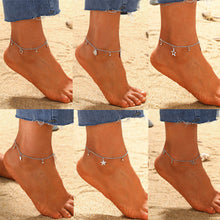 Load image into Gallery viewer, Pentagram Pendant Alloy Anklet Simple Silver Heart-shaped Leaf Lucky Grass Ankle Chain Foot Jewelry