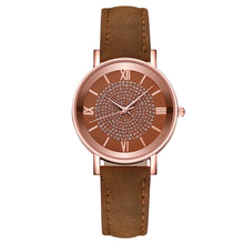 Load image into Gallery viewer, Fashionable Casual Quartz Rhinestone Watch Multicolored Imitation Leather Watchband Wrist Watch for Women
