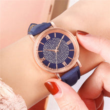 Load image into Gallery viewer, Fashionable Casual Quartz Rhinestone Watch Multicolored Imitation Leather Watchband Wrist Watch for Women