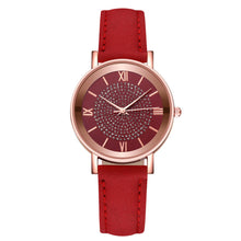 Load image into Gallery viewer, Fashionable Casual Quartz Rhinestone Watch Multicolored Imitation Leather Watchband Wrist Watch for Women
