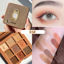 Load image into Gallery viewer, 9 Colors Animal Embroidery Eyeshadow Palette Matte Glitter Cute Eyeshadow Makeup Palette Long-lasting Nude Eye Pigments